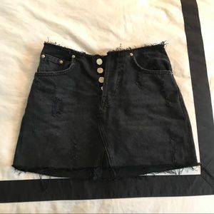 BDG Black Jean Frayed Skirt